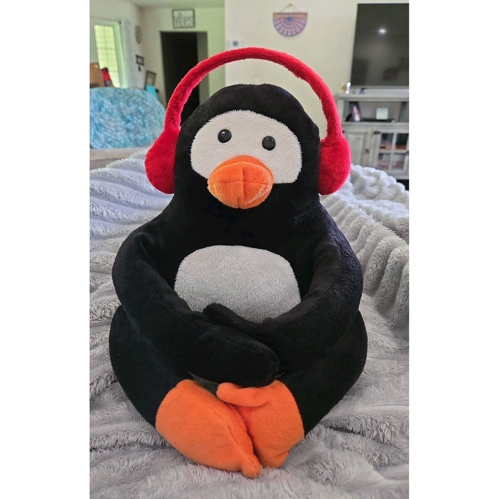 Safdie International Penguin With Ear Muffs Plush Stuffed 2010 EUC!